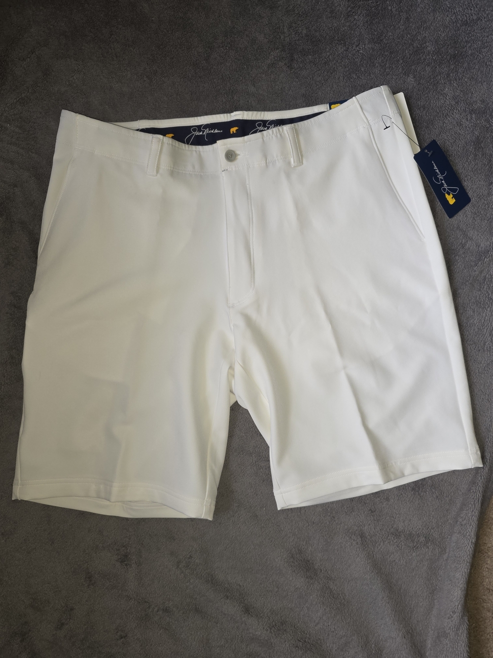 Jack Nicklaus White Men's Flat Front Performance Shorts